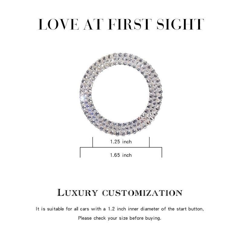 Murimt Bling Car Button Start Button Cover/Sticker for Wowen, Car Engine Start Stop Trim Ring, Shiny Crystal Rhinestone Key Ignition and Knob Ring (Diamond White)… - Image 3